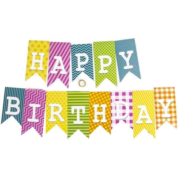 Гирлянда Флажки, Happy Birthday, Ассорти дизайнов, 160 см