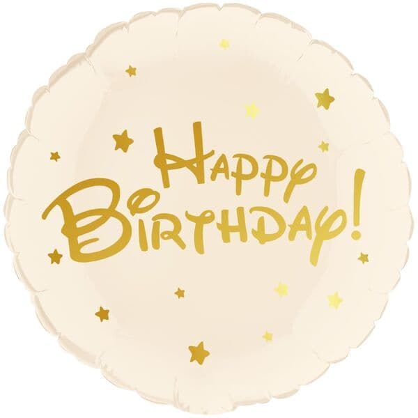 Круг ДБ «Happy Birthday (золотые звезды), Бежевый»