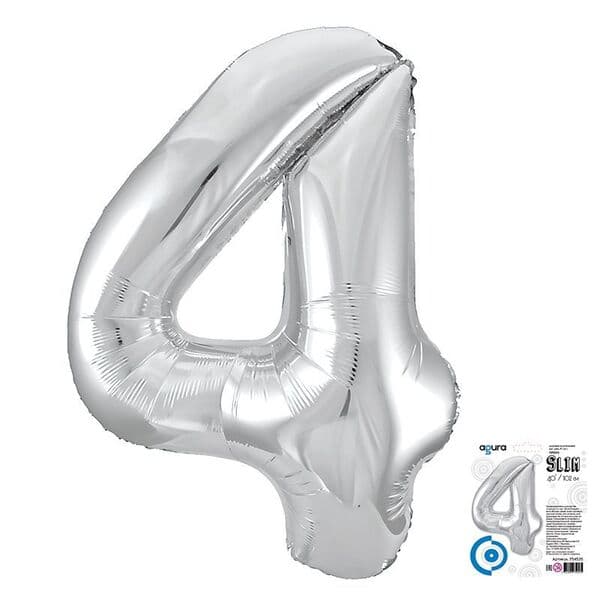 Цифра Ag "Серебро, Slim 4" 40"