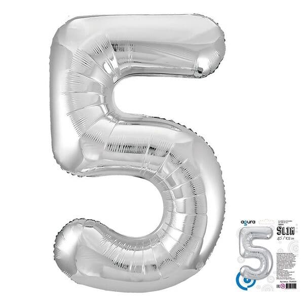 Цифра Ag "Серебро, Slim 5" 40"