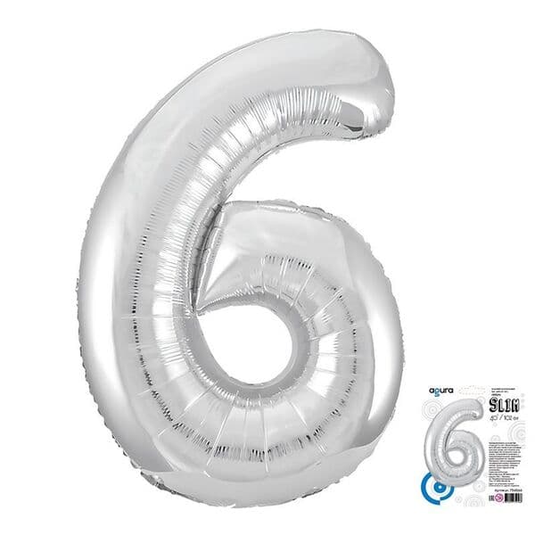 Цифра Ag "Серебро, Slim 6" 40"