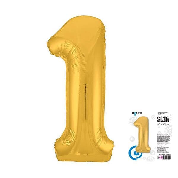 Цифра Ag "Золото, Slim 1" 40"