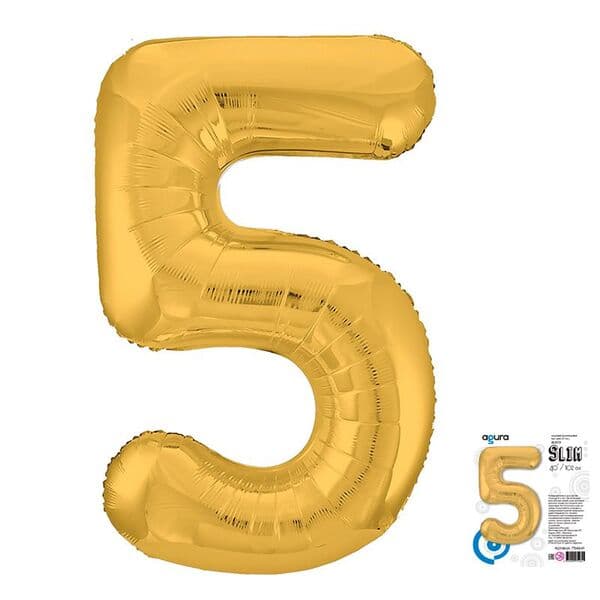 Цифра Ag "Золото, Slim 5" 40"