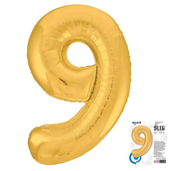 Цифра Ag "Золото, Slim 9" 40"