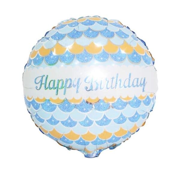 Круг F «Happy birthday, голубой» 18″
