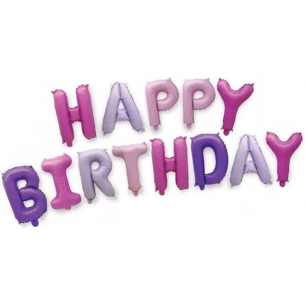 Надпись F, Happy birthday, для девочки, размер буквы 16"