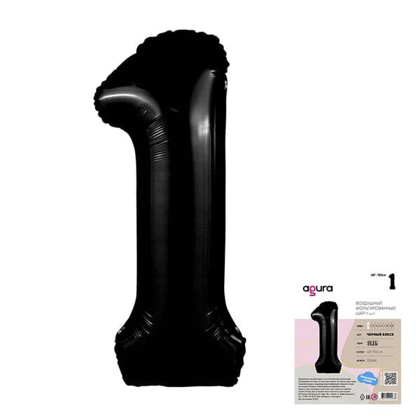 Цифра Ag "Черный блеск, Slim 1" 40"