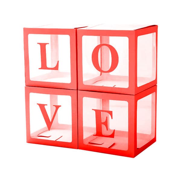 30*30*30 см Набор коробок для шаров Love, Красный