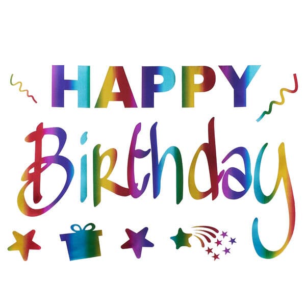Наклейка Happy Birthday, 19,5*30 см, Радужный, Голография