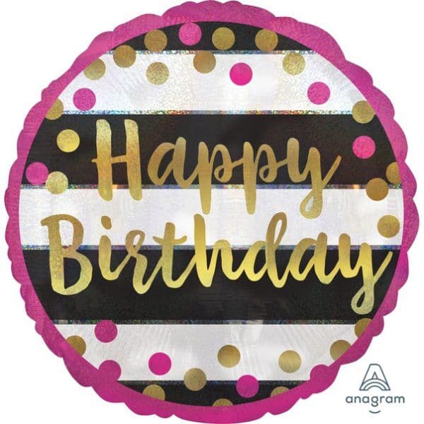 Круг An «Happy birthday, Полоска» 18″